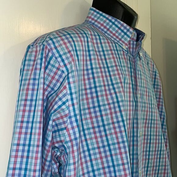 Paul Fredrick multi colored pastel check cotton long sleeve shirt - Picture 6 of 10